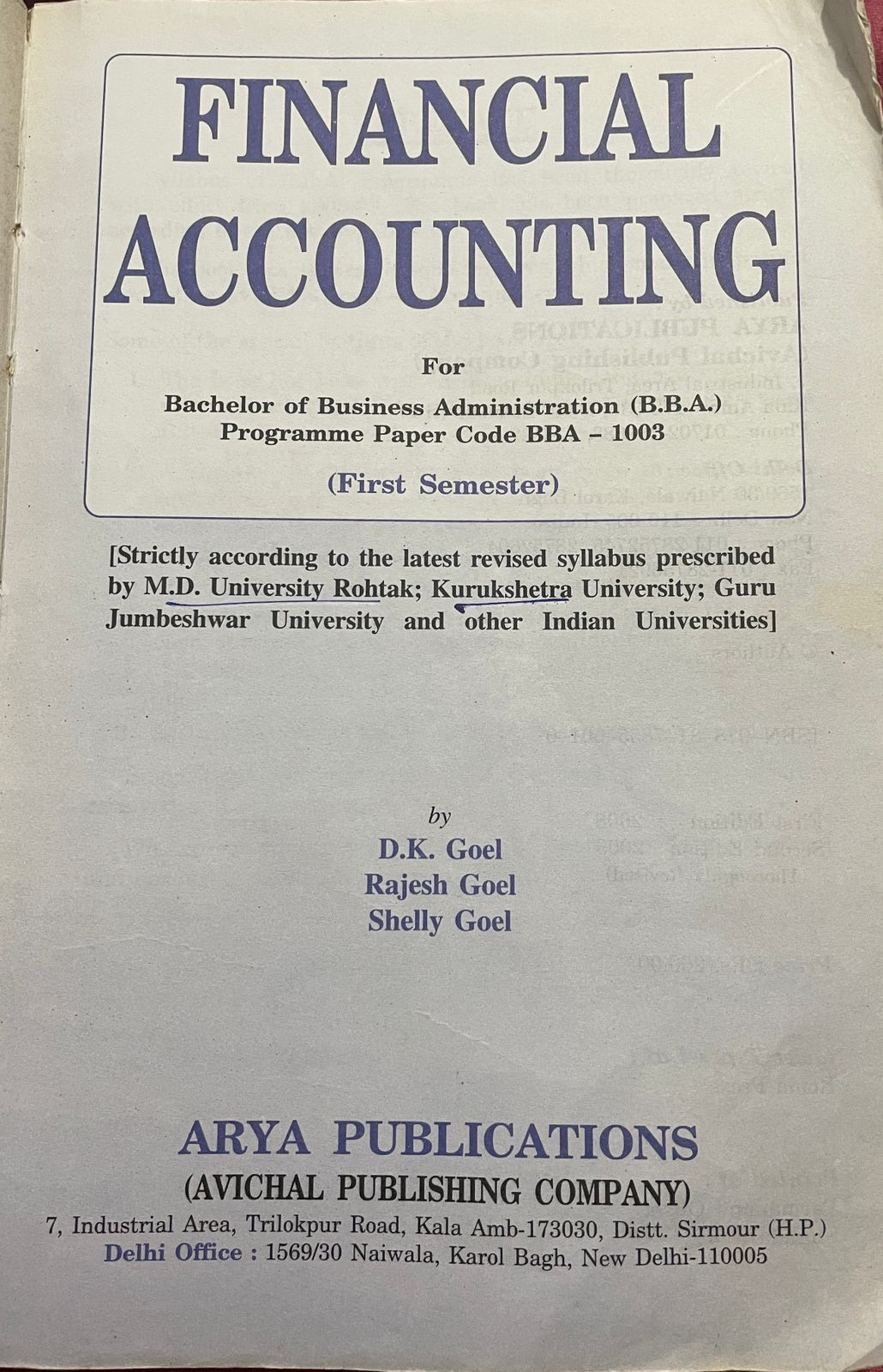 Buy Financial Accounting For BBA First Semester | BookFlow