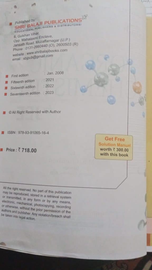 Advanced Problems in Organic Chemestry for JEE photo 3
