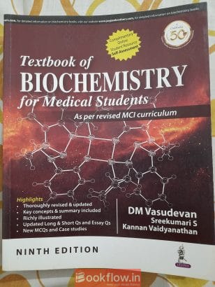 DM Vasudevan Textbook of Biochemistry 9th edition