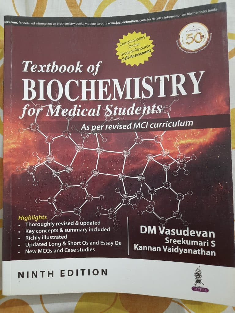 DM Vasudevan Textbook of Biochemistry 9th edition