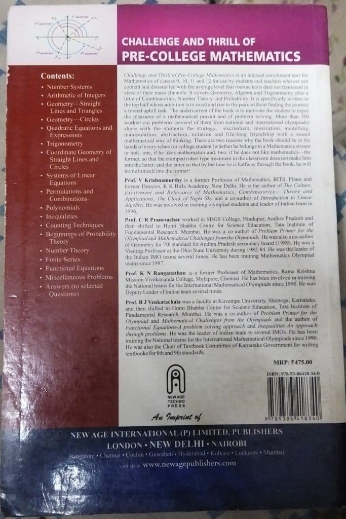 Challenge and Thrill of Pre-College Mathematics photo 2