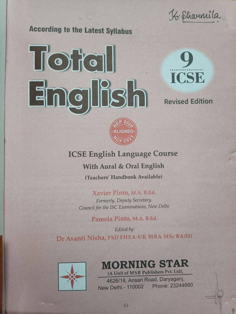 Total english icse class 9, Dr. Avanti Nisha