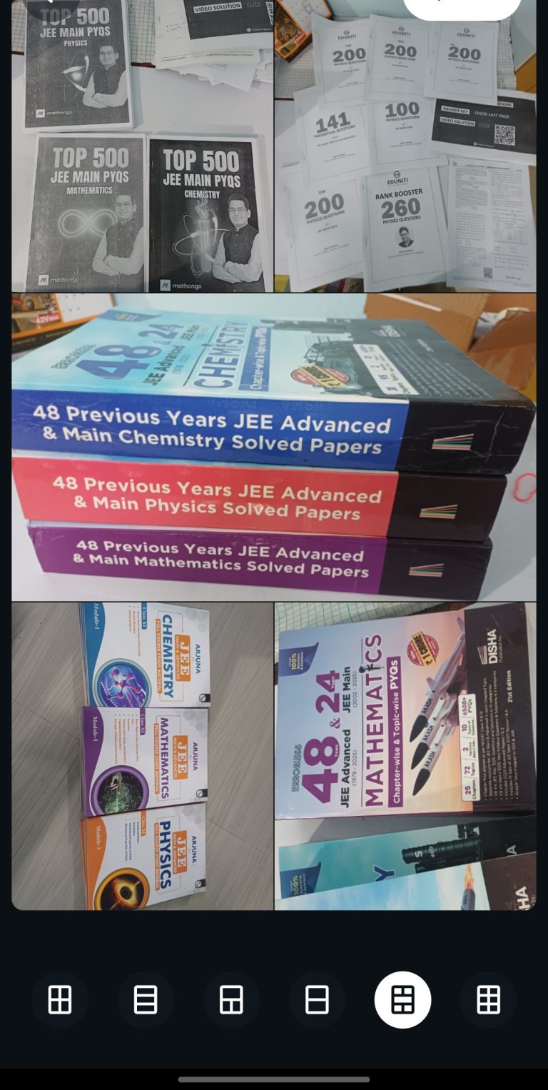 Disha PYQs,PW modules, Eduniti& Marks materials