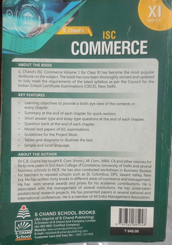 S. Chand’S Dr. C.B. Gupta Class Xi Commerce