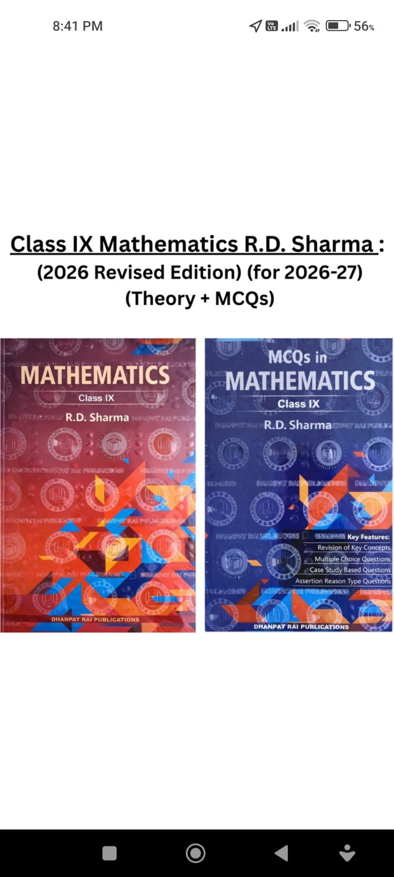 RD sharma class 9th 2026 edition