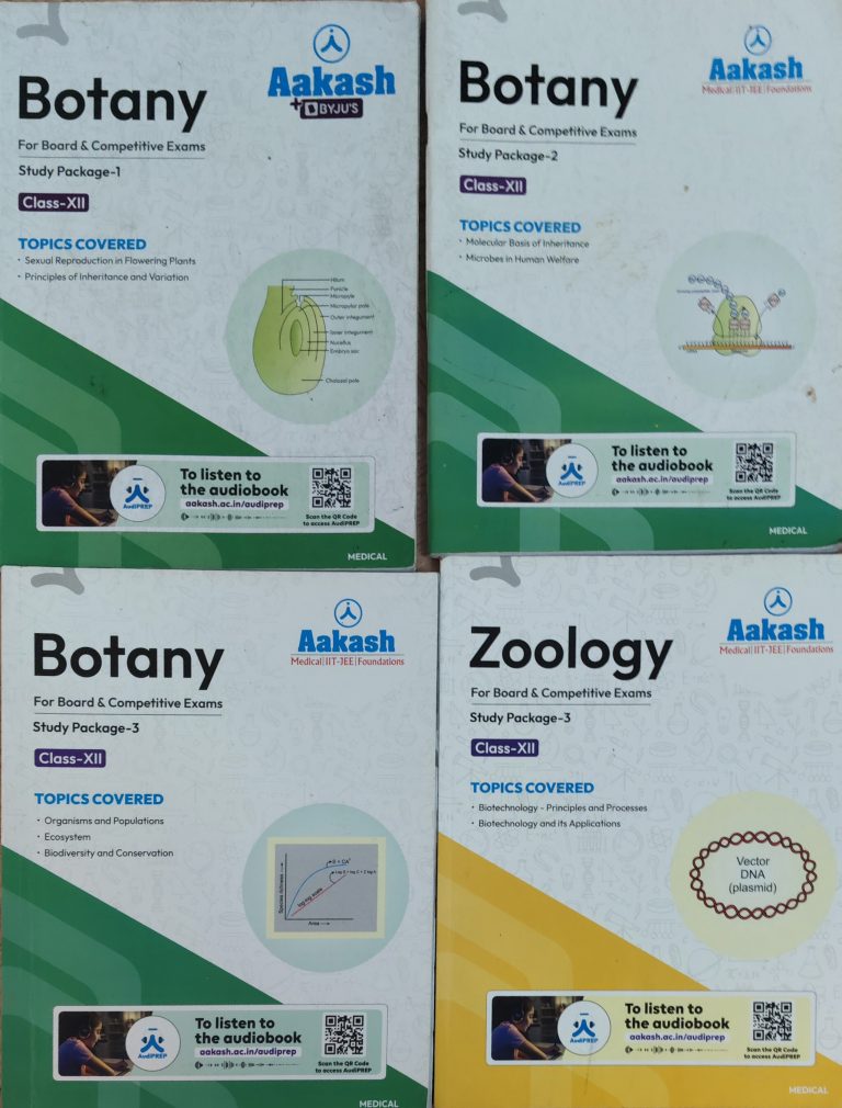MTG Fingertips, Arihant PYQs, Aakash Bio Modules