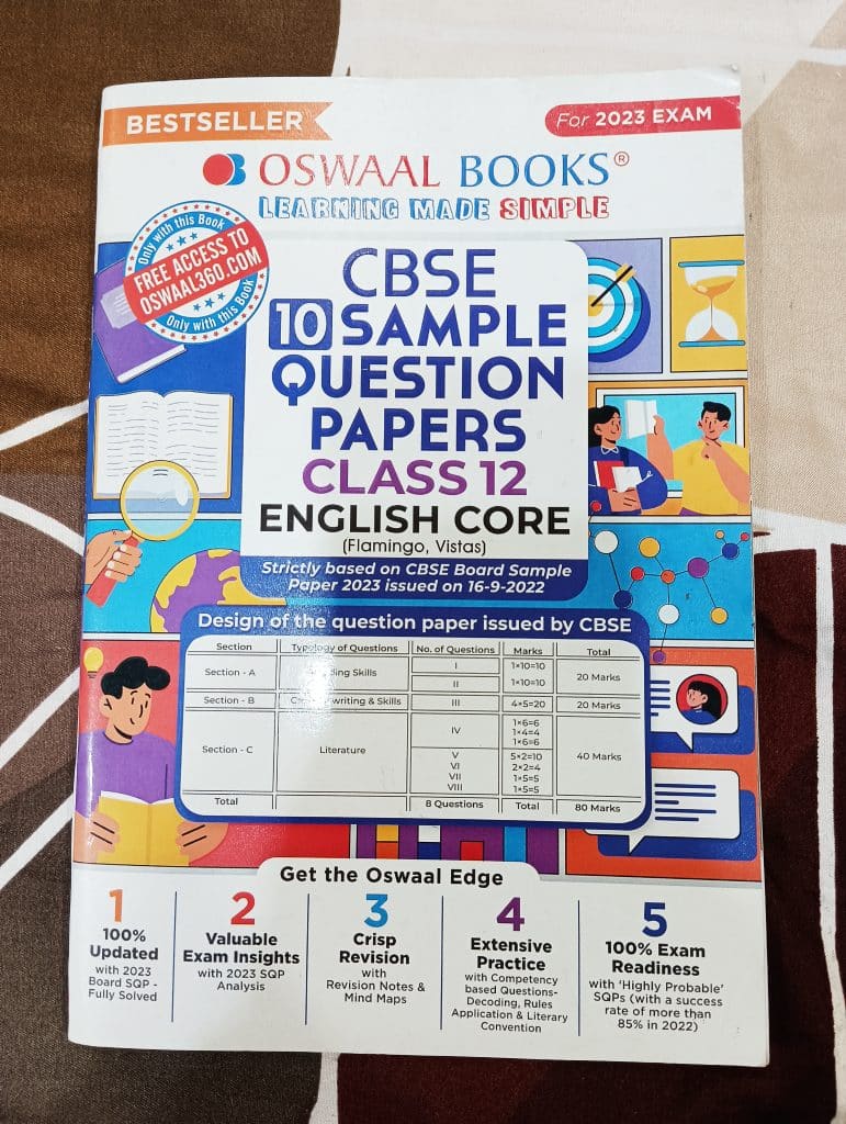 Oswal English sample question papers for class 12