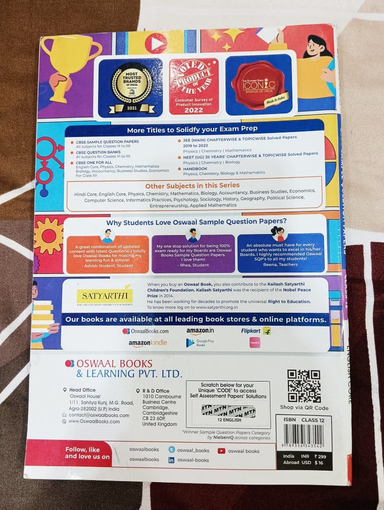Oswal English sample question papers for class 12 photo 2