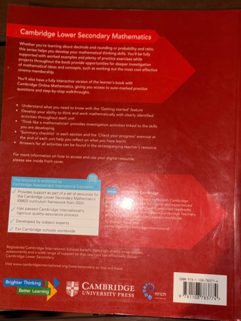 Cambridge Lower Secondary Mathematics Learner’s 9