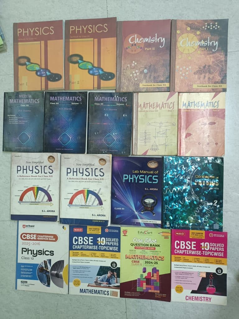CBSE 12 PCM books,sol. paper,mcqs, ref.books, NDA