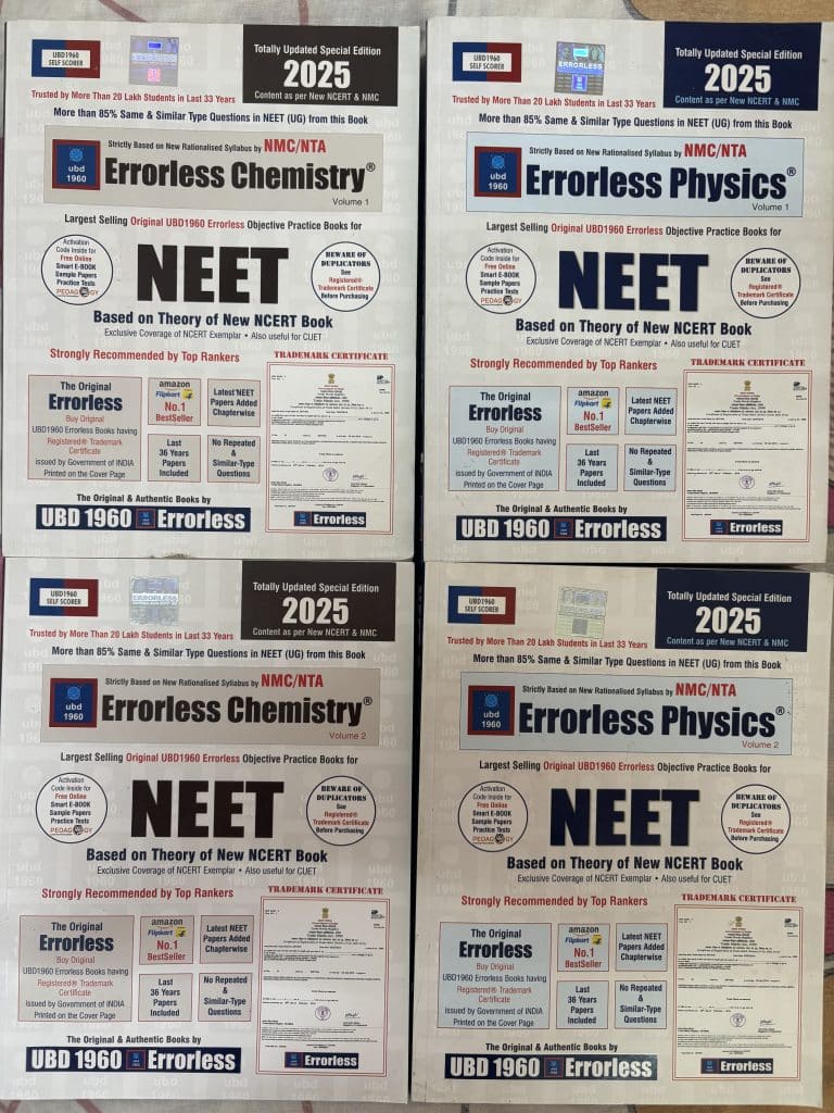 Errorless NEET 2025 Physics & Chemistry (4 Books)