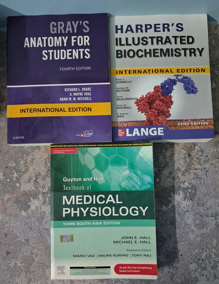 1st Year MBBS Books Set – Gray’s, Guyton, Harper’s