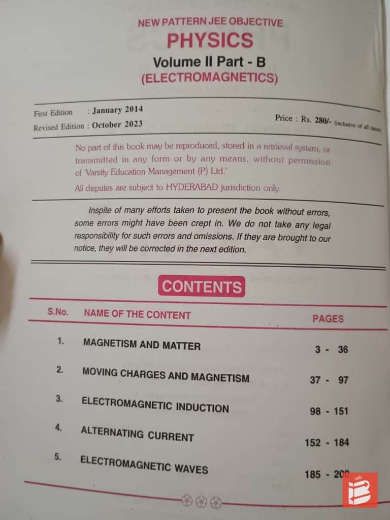 Physics JEE OBJECTIVE VOLIIB ELECTROMAGNETISM photo 2